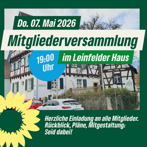 Mitgliederversammlung 7. Mai 20226, 19 Uhr im Leinfelder Haus