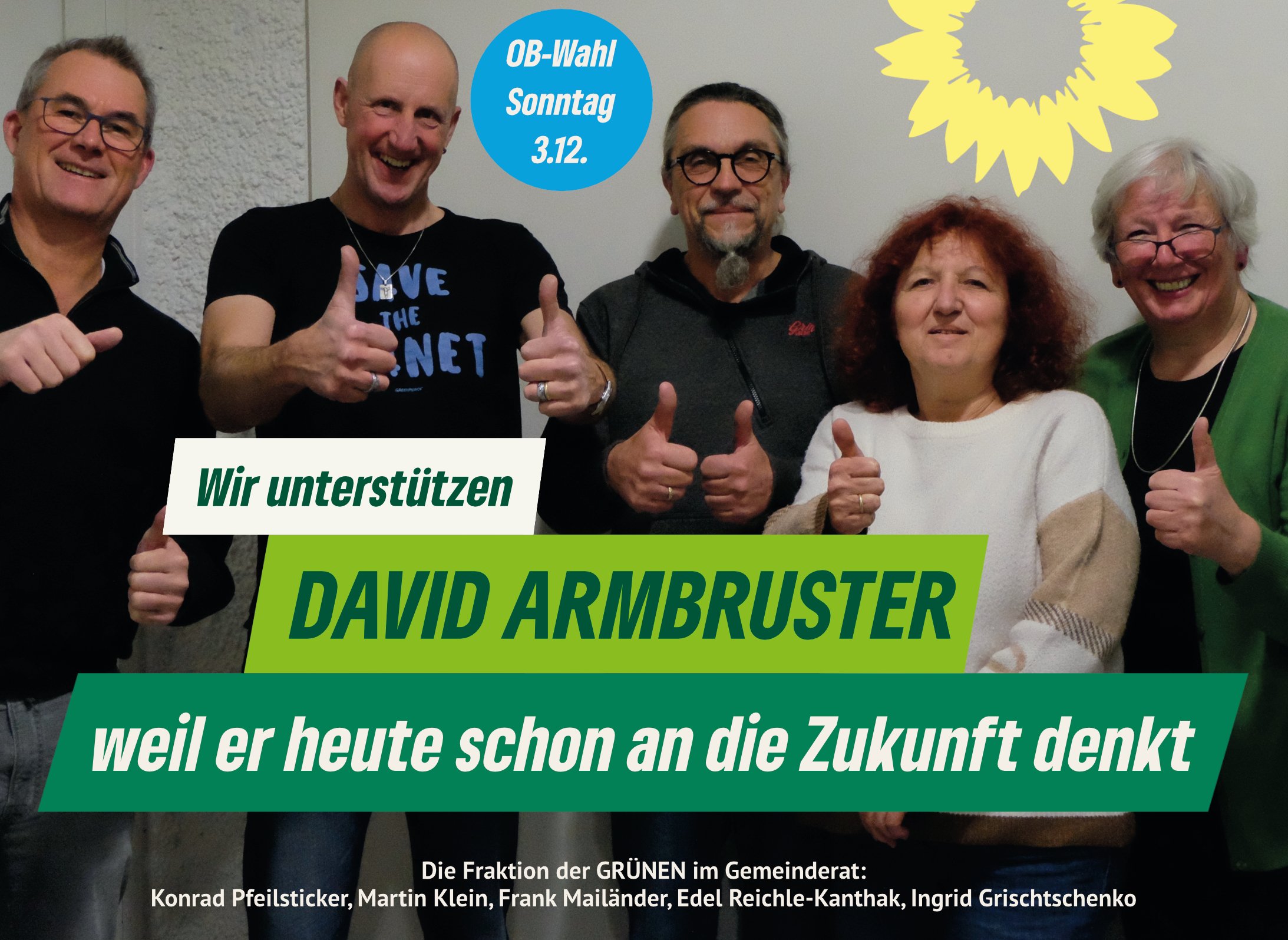 Dei Fraktion im Gemeinderat unterstützt David Armbruster als OB-Kandidat
