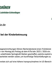 Antrag der Grünen zur Kinderbetreuung