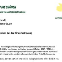 Antrag der Grünen zur Kinderbetreuung