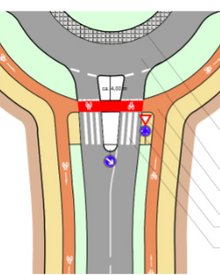 Beispiel der Radverkehrsführung an einem Kreisverkehr