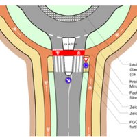 Beispiel der Radverkehrsführung an einem Kreisverkehr