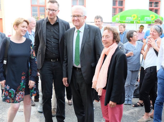 stellv. Fraktionsvorsitzende Andrea Lindlohr, Fraktionsvorsitzender Andreas Schwarz, Ministerpräsident Winfried Kretschmann MdL, Uschi Eid, ehem. Bundestagsabgeordnete