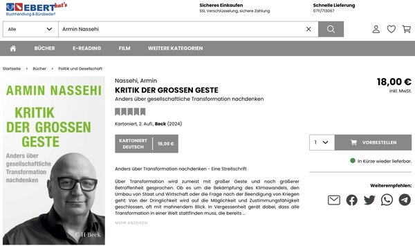 Zu "Kritik der großen Geste" bei der Buchhandlung Ebert