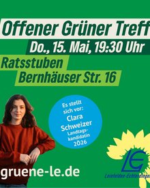 Im Offenen Grünen Treff am 15. Mai stellt sich Clara Schweizer vor