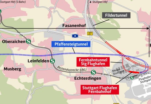 Plan des Pfaffensteigtunnels unter LE